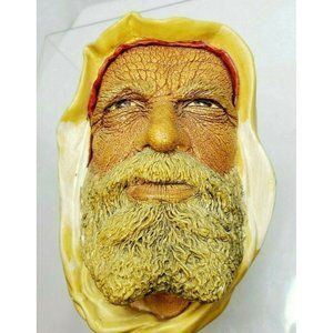 Bossons ARAB SHEIK Chalkware Head Wall Hanging England 1968 Double Stamp Vintage